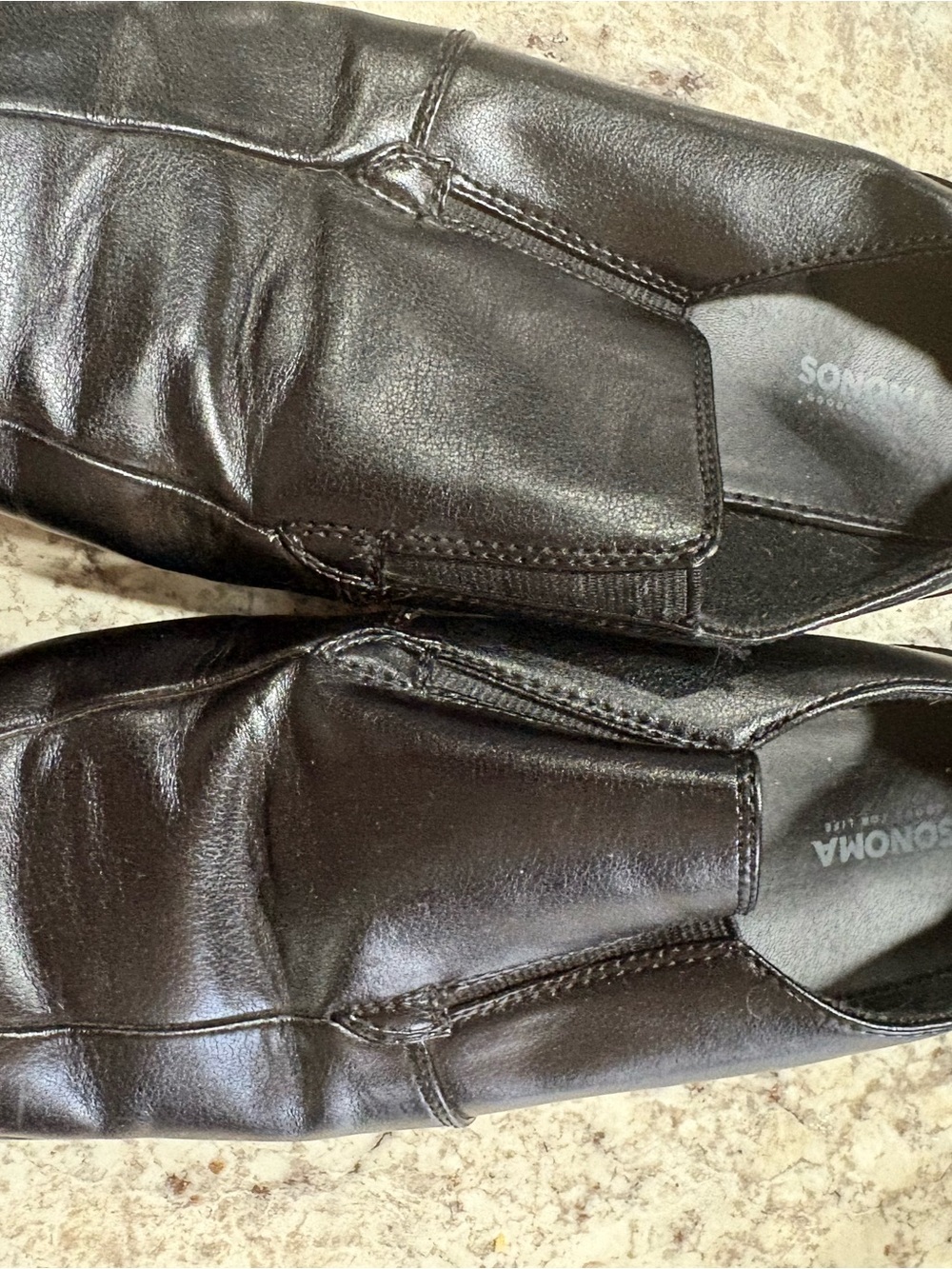 Sonoma Black Leather Slip-On Loafers for Men